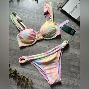 Wild Fable Colorful Pastel Rainbow Tie-Dye Bikini Set. Size XS NWT!